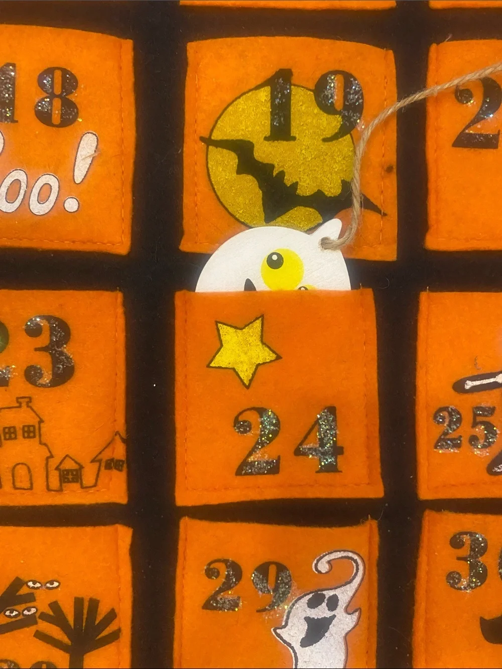 Happy Halloween Felt Countdown Wall Banner - Orange and Black